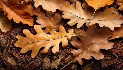dry fallen oak leaves