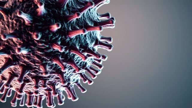 Pathogen cell interacting with a neutral background, useful for scientific and medical presentations