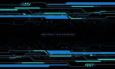 Abstract blue neon cyber circuit digital geometric on black design modern futuristic technology creative background vector