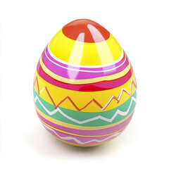 Obraz premium Colorful Easter egg with vibrant patterns on white background