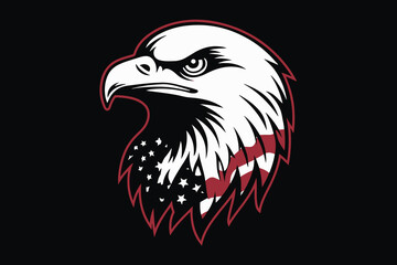 Eagle USA flag black vector