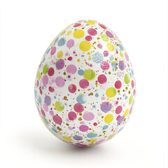 Colorful Easter egg with polka dots on white background
