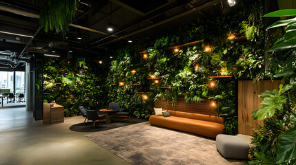 Fototapeta premium A productive office with natural elements and biophilic design