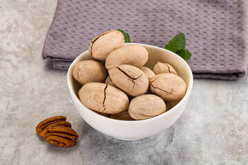 Crunchy pecan nut in the bowl