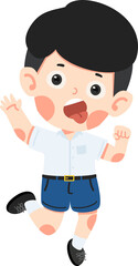 Boy Jumping with Funny Face cartoon