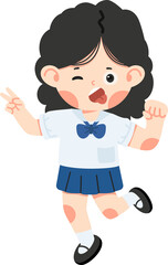 Girl Jumping with Funny Face cartoon