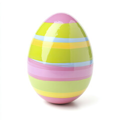 Obraz premium Colorful Easter egg with pastel stripes on white background