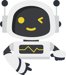 Cute AI Robot with Blank Whiteboard cartoon