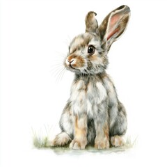 Fototapeta premium Charming watercolor rabbit illustration perfect for nursery decor and seasonal prints