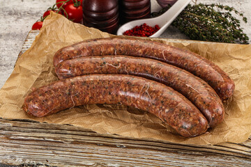 Raw beef and lamb sausages