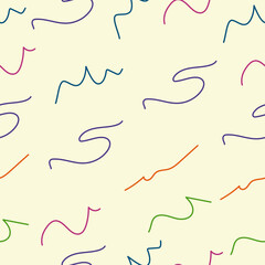 Seamless pattern with abstract wavy lines in vibrant colors on a light background. Modern trendy design for textiles, wallpapers, wrapping paper, and digital backgrounds