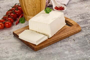 Soft Feta cheese piece with cut