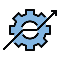 System growth icon in flat line style representing development expansion and scalability ideal for business technology and network improvement concepts.