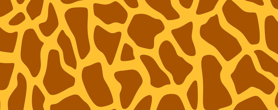 Simple flat illustration of giraffe skin pattern panorama background. Generative ai
