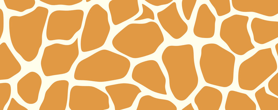 Simple flat illustration of giraffe skin pattern panorama background. Generative ai