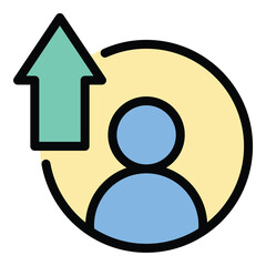 Personal growth icon in flat line style representing self-improvement development and progress ideal for motivation self-care and lifelong learning concepts.