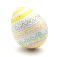 Colorful Easter egg with intricate patterns on white background