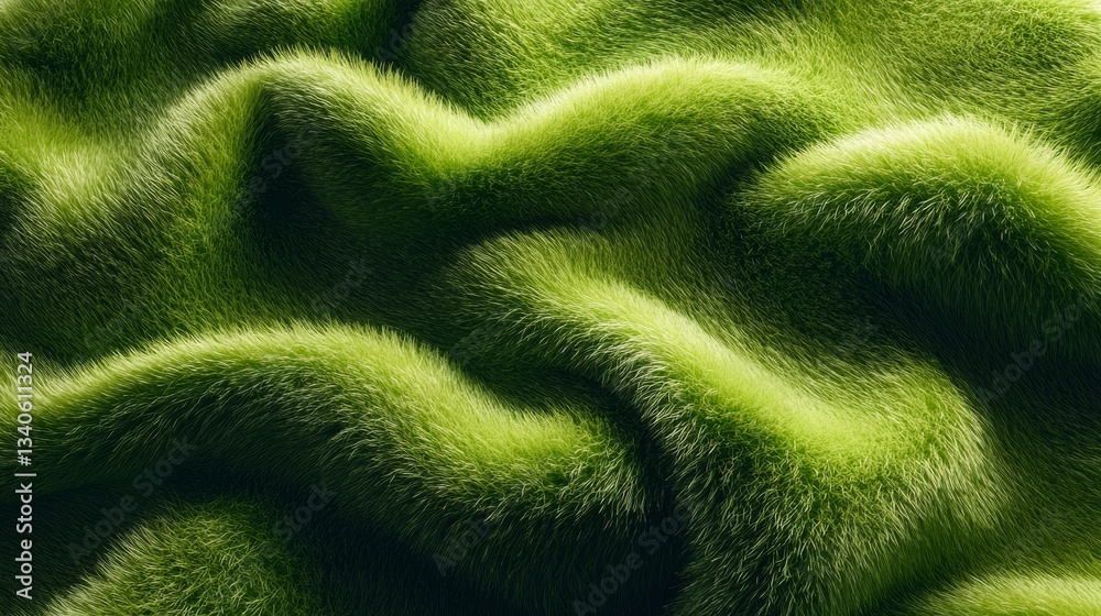 Aufkleber textured green fabric with soft, furry surface, abstract close-up. textile design concept