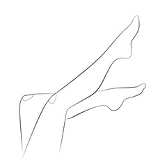 Women's legs line drawing on white isolated background