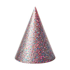 Glitter party hat isolated on transparent background