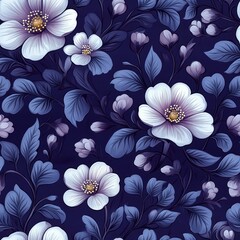 Seamless beautiful decorative watercolor purple flowers pattern background