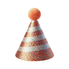 Glitter party hat isolated on transparent background