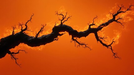 Fiery Branches: Abstract Tree Silhouette
