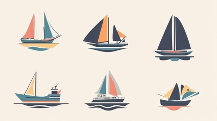 Set of boat and ship logo icon illustration