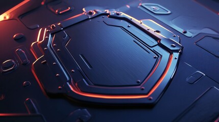 Naklejka premium Stylized 3D style shield with bold shapes and deep textures. illustration