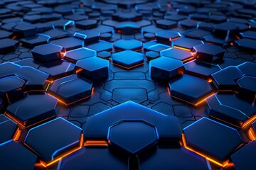 Fototapeta premium Abstract Hexagonal Network with Glowing Interconnected Elements