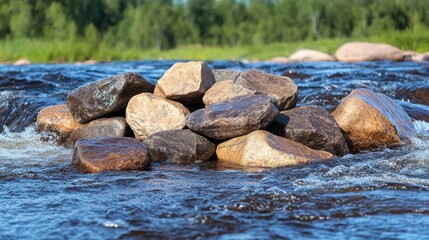 Serene River Rocks: A Tranquil Nature Scene