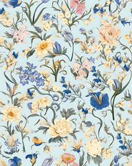 Creative 2D Doodle seamless pattern Floral or flower Illustrations