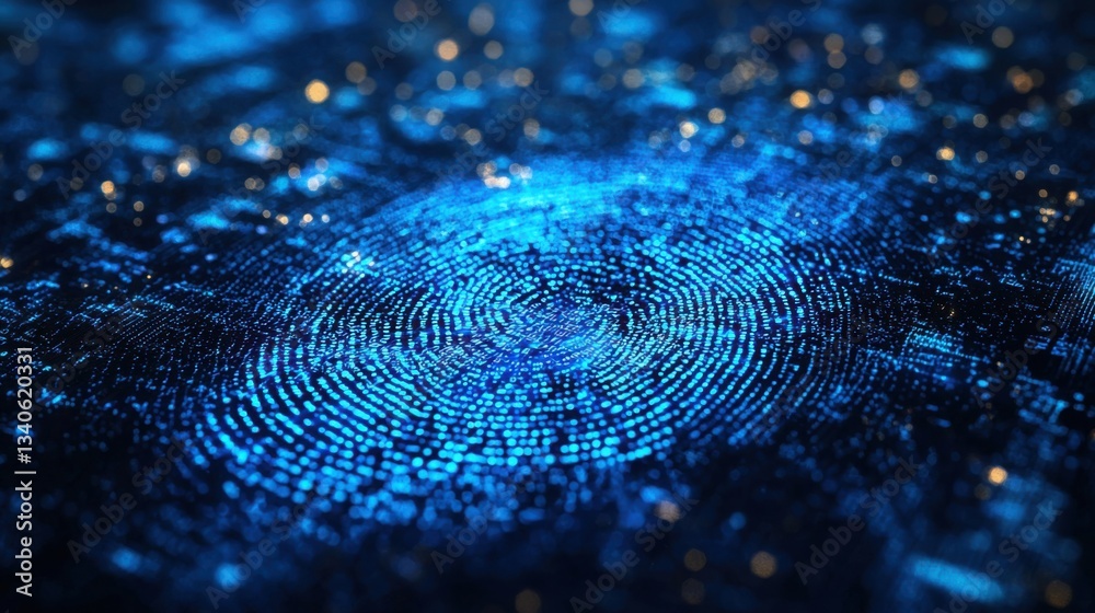 Poster close-up of a fingerprint highlighting ai-assisted biometric scanning for identity verification proc