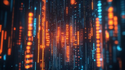 Digital abstract visualization of glowing light emitting elements is shown