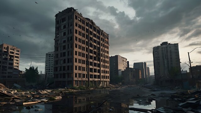 Earthquake Aftermath: AI Illustration of a Destroyed City