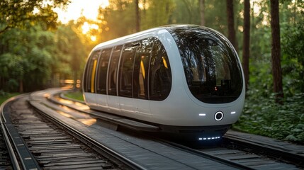 Powerful train traveling along tracks highlighting urban mobility and efficient transportation systems in modern cities