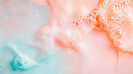 Delicate oil droplets dispersing in water, forming soft, ethereal patterns