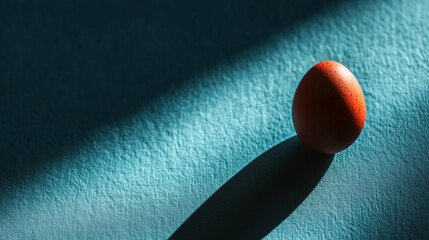 Single soft-lit Easter egg on a dark textured background, dramatic shadows, deep matte finish, cinematic photography aesthetic
