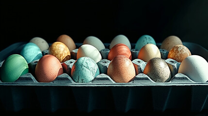 Soft-focus close-up of Easter organic egg dyeing with natural pigments, subtle textures, warm earthy tones