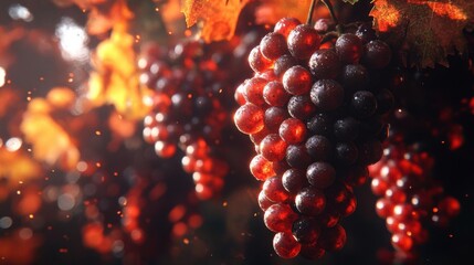 Autumn Red Grapes, Vineyard Harvest
