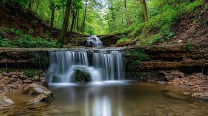 Waterfall on the forest.