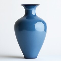 A sleek, cobalt blue ceramic vase with a matte finish, featuring smooth curves and a minimalist design, perfectly centered.