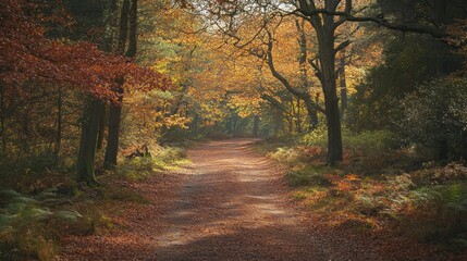 Obraz premium Woodland walk in the new forest in Autumn.