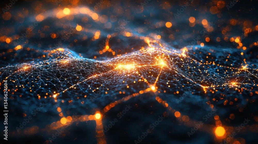 Poster dark space filled with multiple lights representing ai-enhanced infrastructure resilience and intell