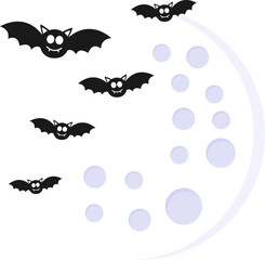Halloween Bats Flying With Moon