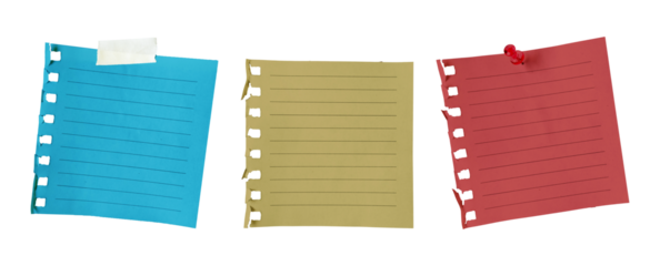 set of colorful note paper sheets