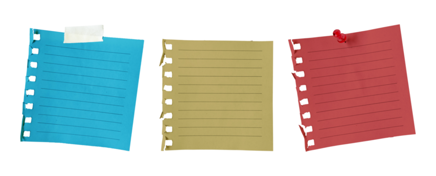 set of colorful note paper sheets