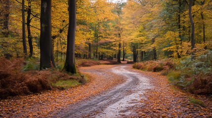 Obraz premium Woodland walk in the new forest in Autumn.