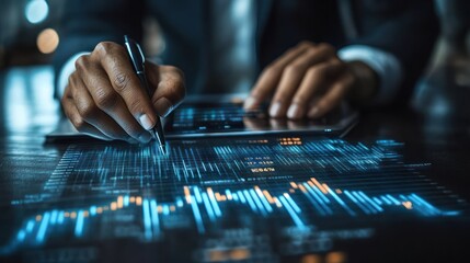 Data Analysis:  A Close-up of Hands Analyzing Financial Data on a Tablet and Documents