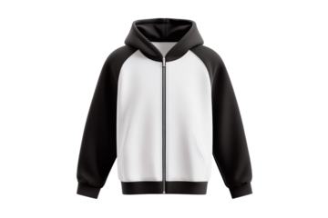 Black and white hoodie with a white stripe, isolated